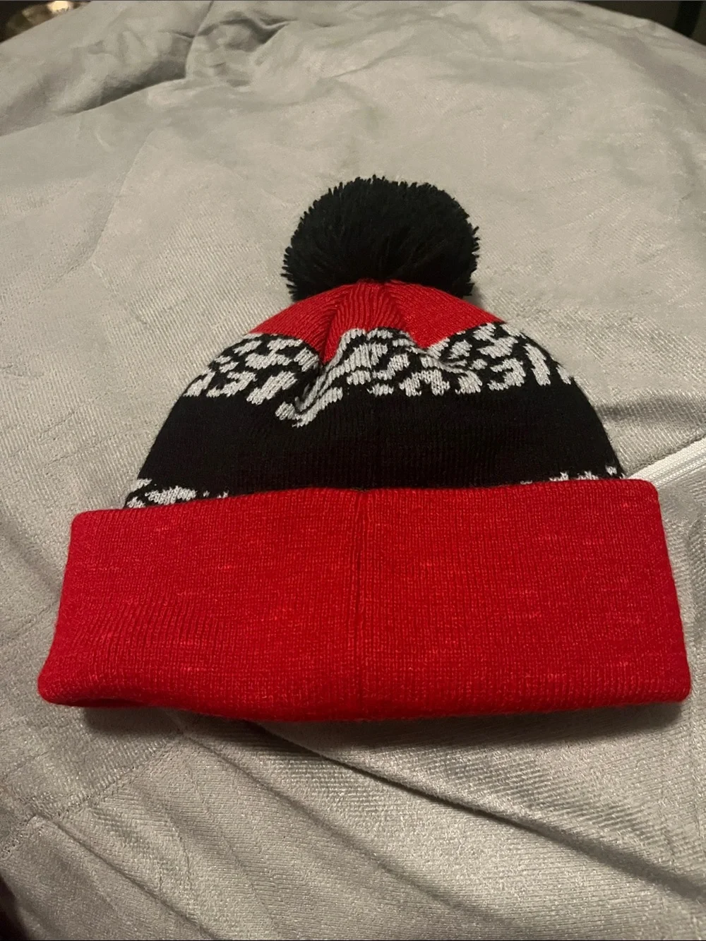 Jordan Red, Black & White Pom Knit Beanie for Kids